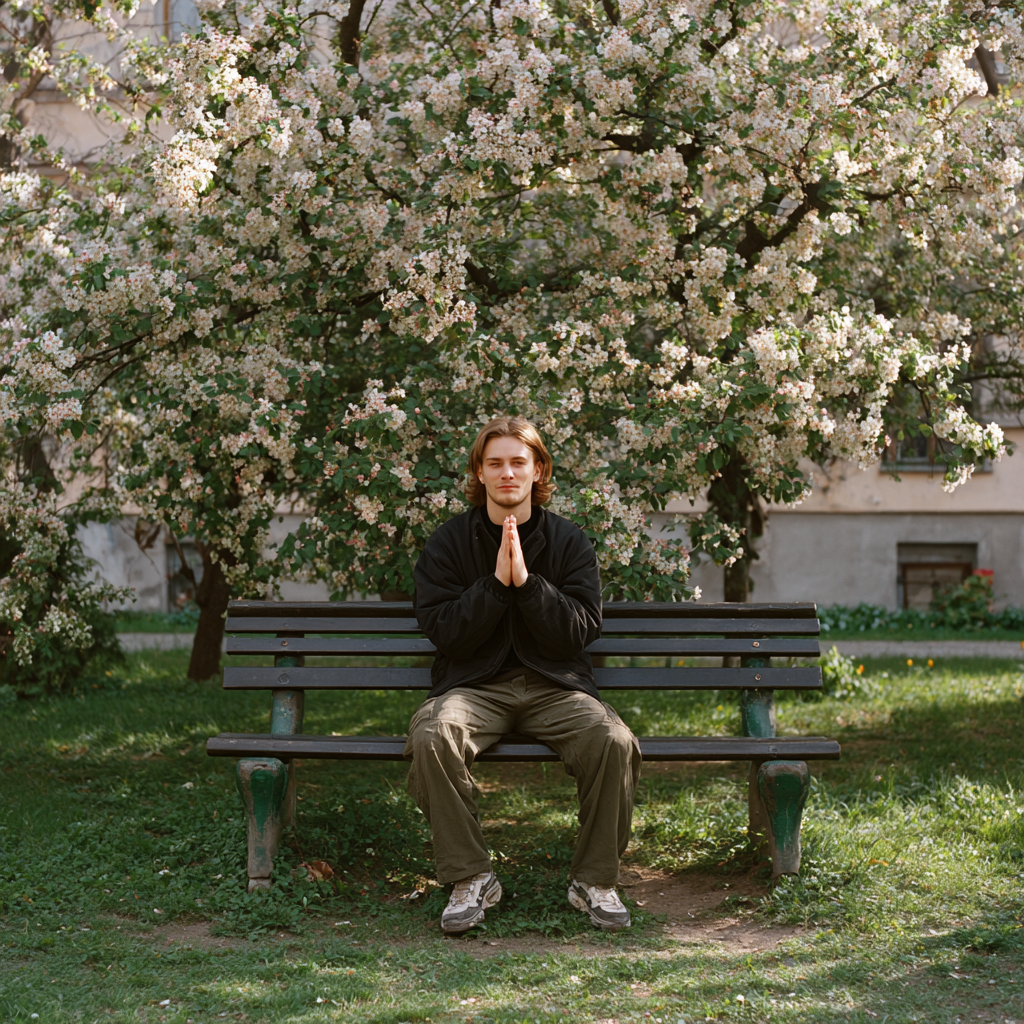 Pokojná jóga prax v prirodzenom prostredí so svetlom a tieňmi